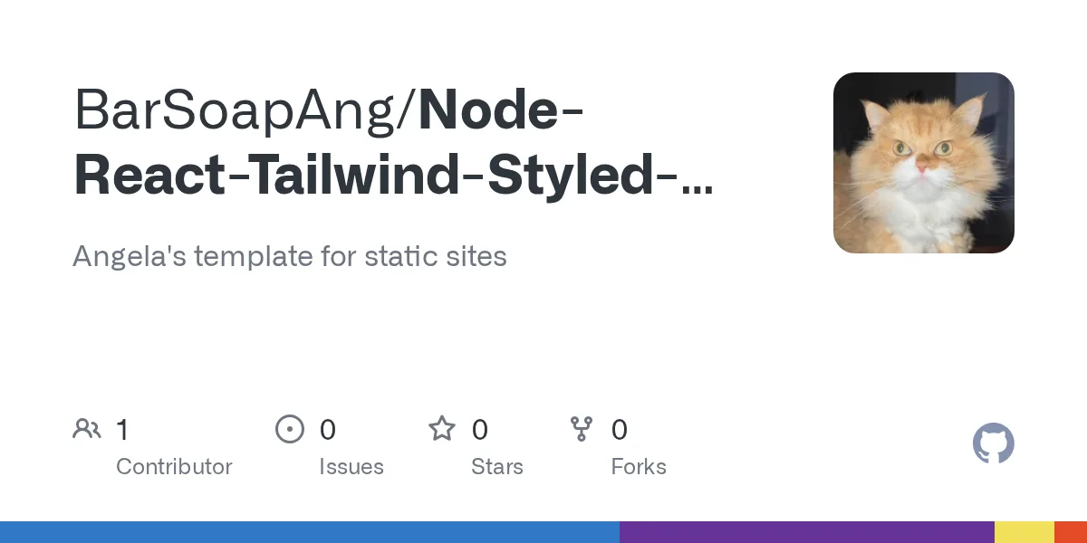 GitHub preview card for the Node React Tailwind styled-components template